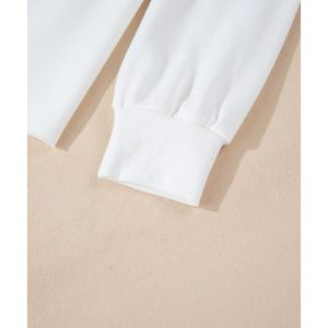 White Bowknot Pattern Drop Shoulder Loose Sweatshirt