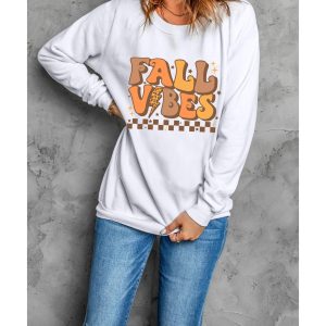 Beige FALL VIBES Graphic Drop Shoulder Sweatshirt