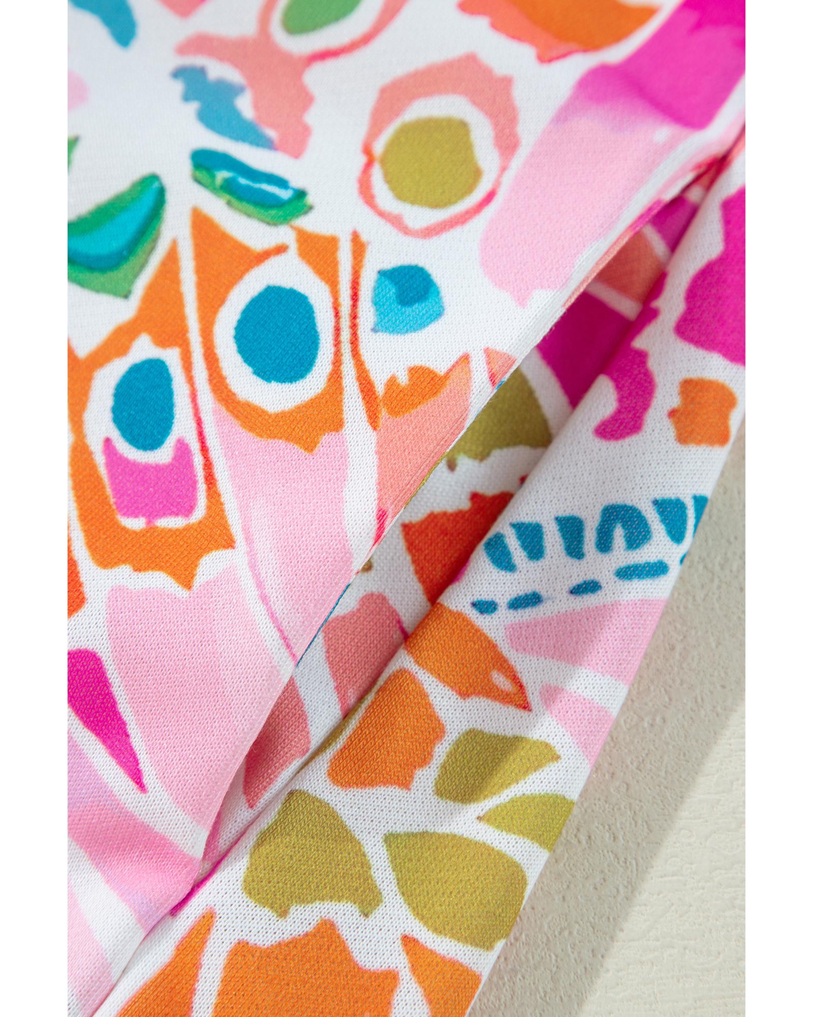 Pink Abstract Printed Drop Shoulder Loose Sweatshirt - Image 7