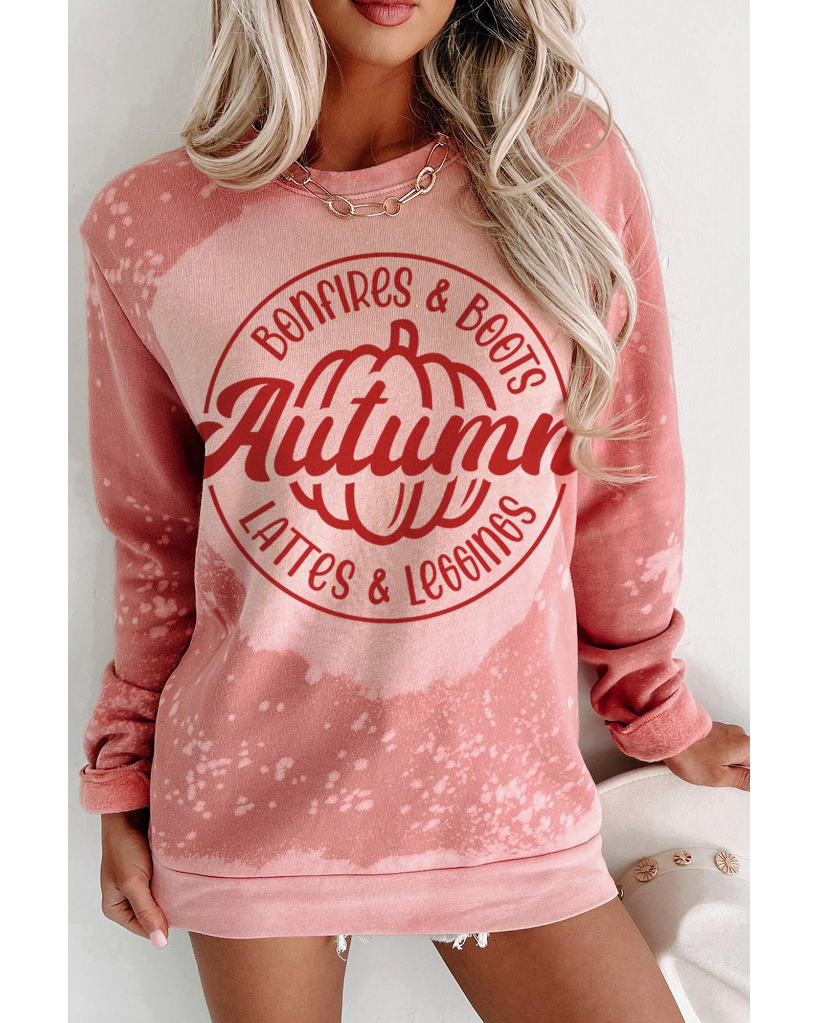 Pink Tie Dye Autumn Pumpkin Graphic Drop Shoulder Sweatshirt - Image 2