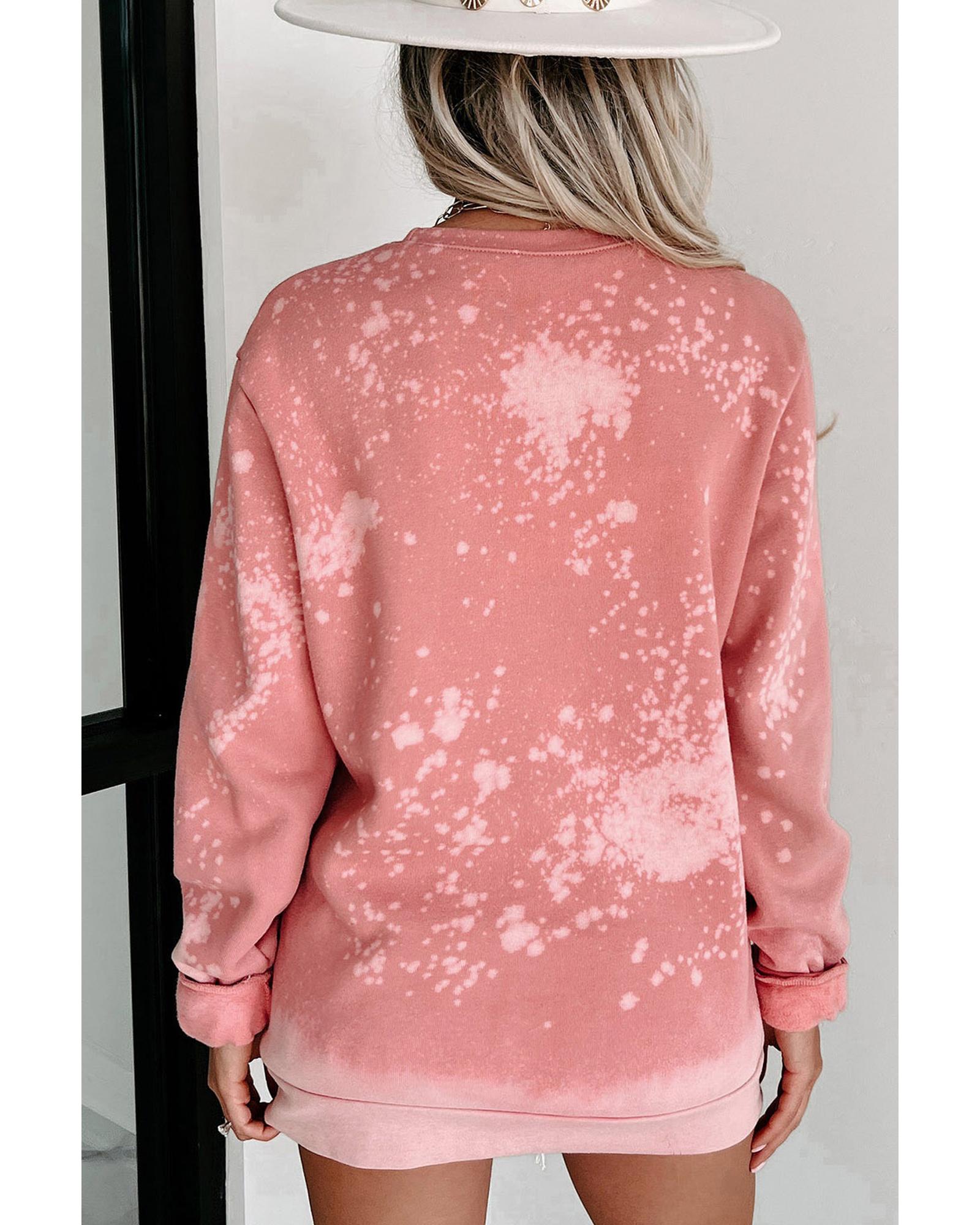 Pink Tie Dye Autumn Pumpkin Graphic Drop Shoulder Sweatshirt - Image 3