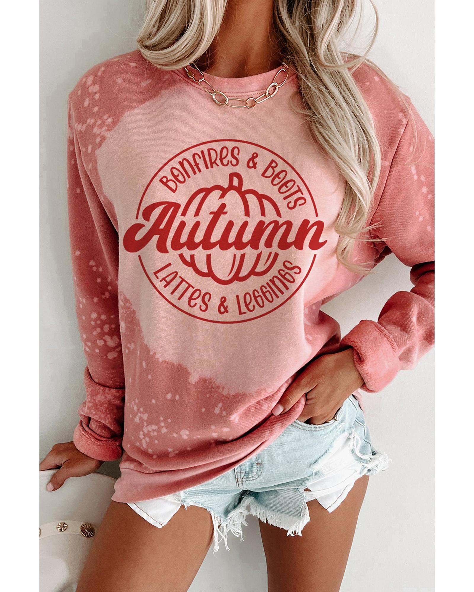 Pink Tie Dye Autumn Pumpkin Graphic Drop Shoulder Sweatshirt - Image 4