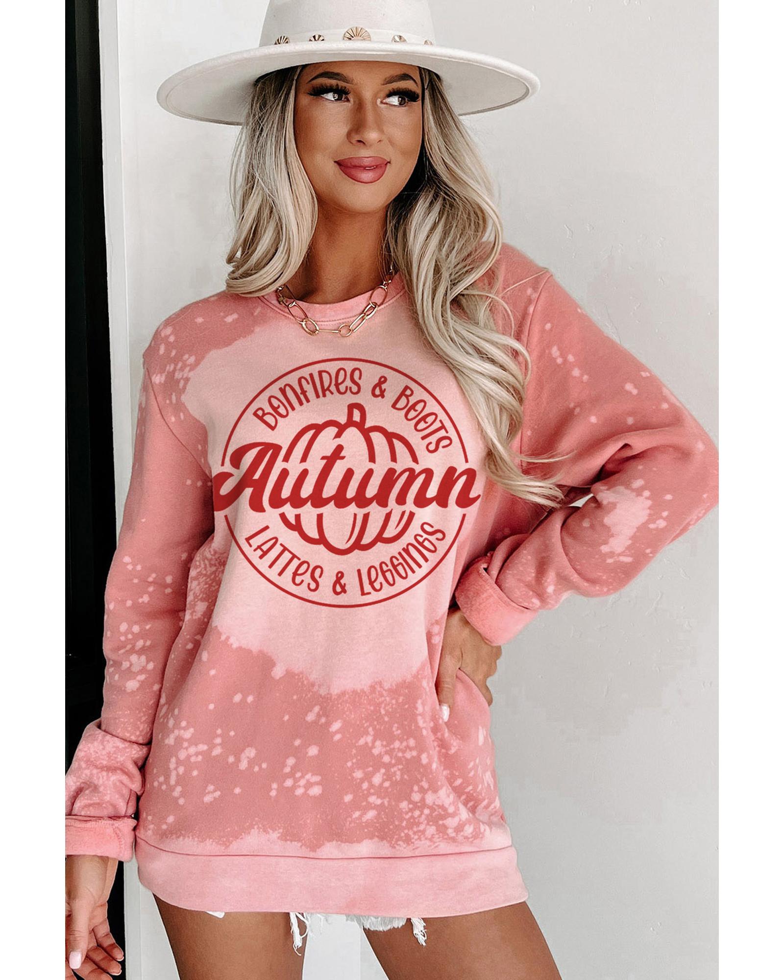 Pink Tie Dye Autumn Pumpkin Graphic Drop Shoulder Sweatshirt - Image 5
