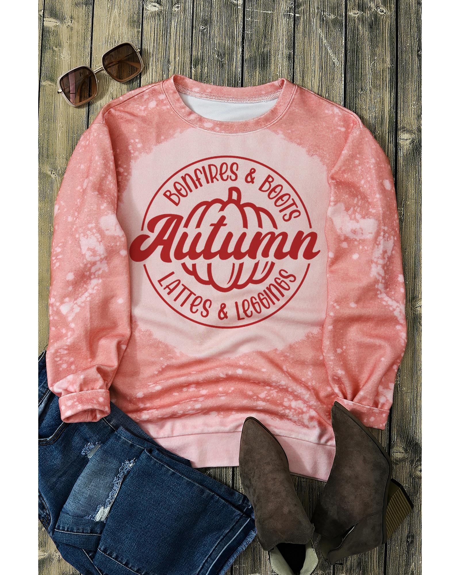 Pink Tie Dye Autumn Pumpkin Graphic Drop Shoulder Sweatshirt - Image 6