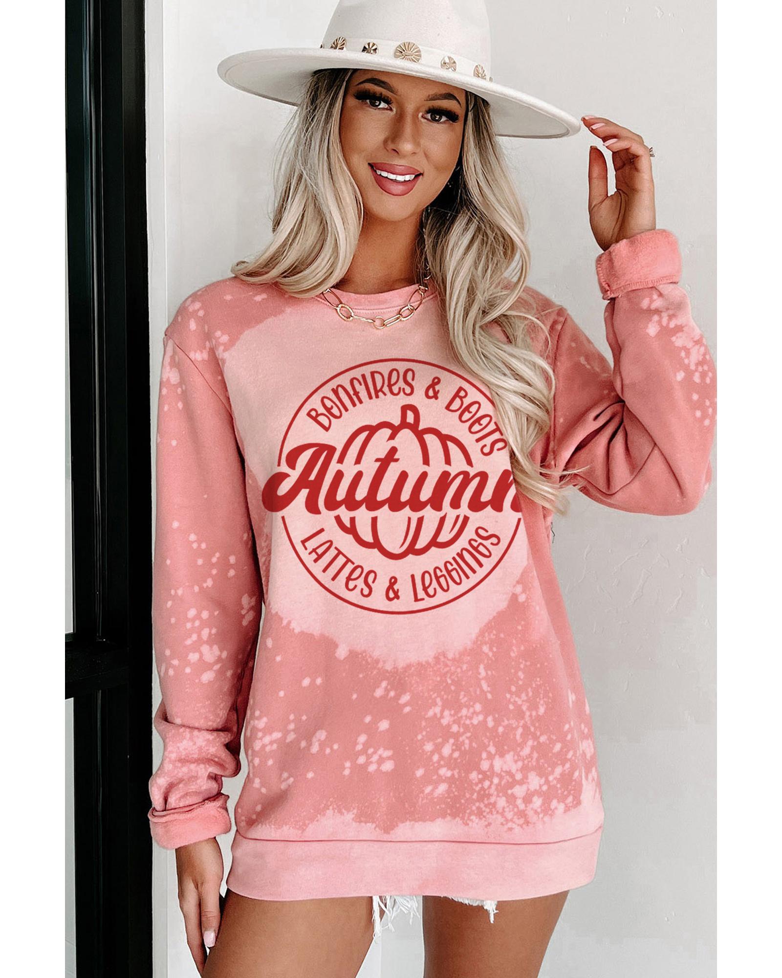 Pink Tie Dye Autumn Pumpkin Graphic Drop Shoulder Sweatshirt - Image 7