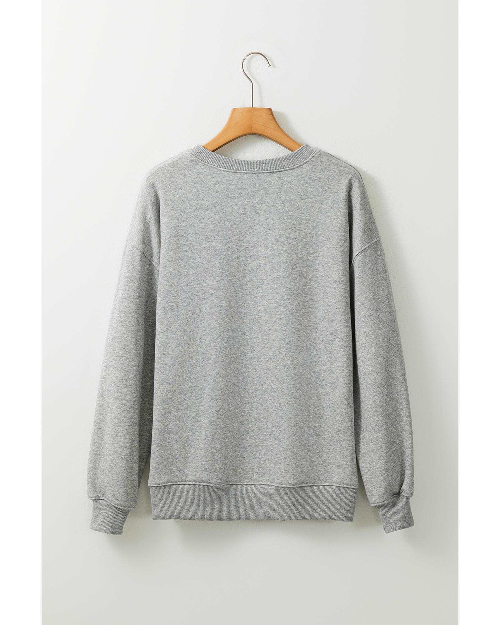 Gray GAME DAY Lightning Rugby Football Print Pullover Sweatshirt - Image 4