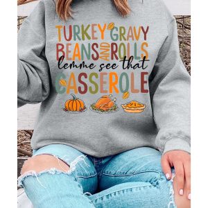 Gray Thanksgiving Slogan Pumpkin Turkey Pie Graphic Sweatshirt