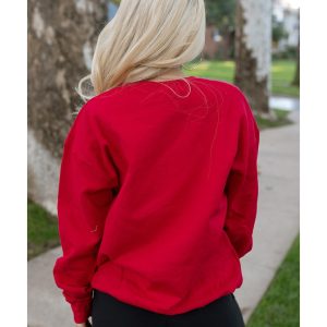 Red SANTA BABY Embroidered Crewneck Christmas Sweatshirt
