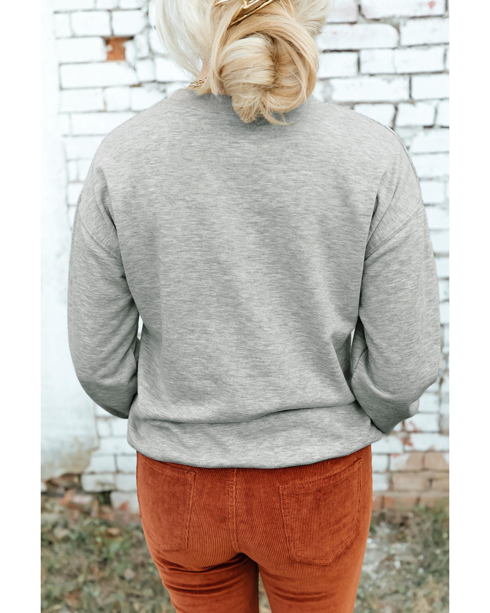 Gray Disco Ball Bowknot Pumpkin Graphic Crewneck Sweatshirt