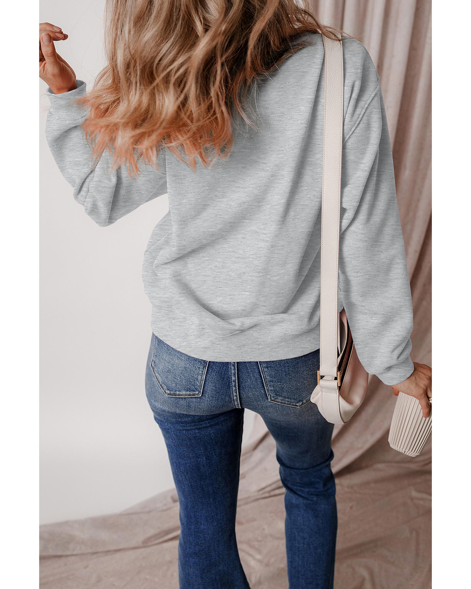 Gray Disco Ball Bowknot Pumpkin Graphic Crewneck Sweatshirt - Image 6