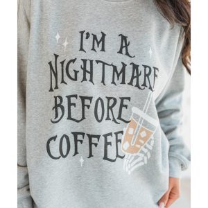 Gray I'M A NIGHTMARE BEFORE COFFEE Graphic Crewneck Sweatshirt