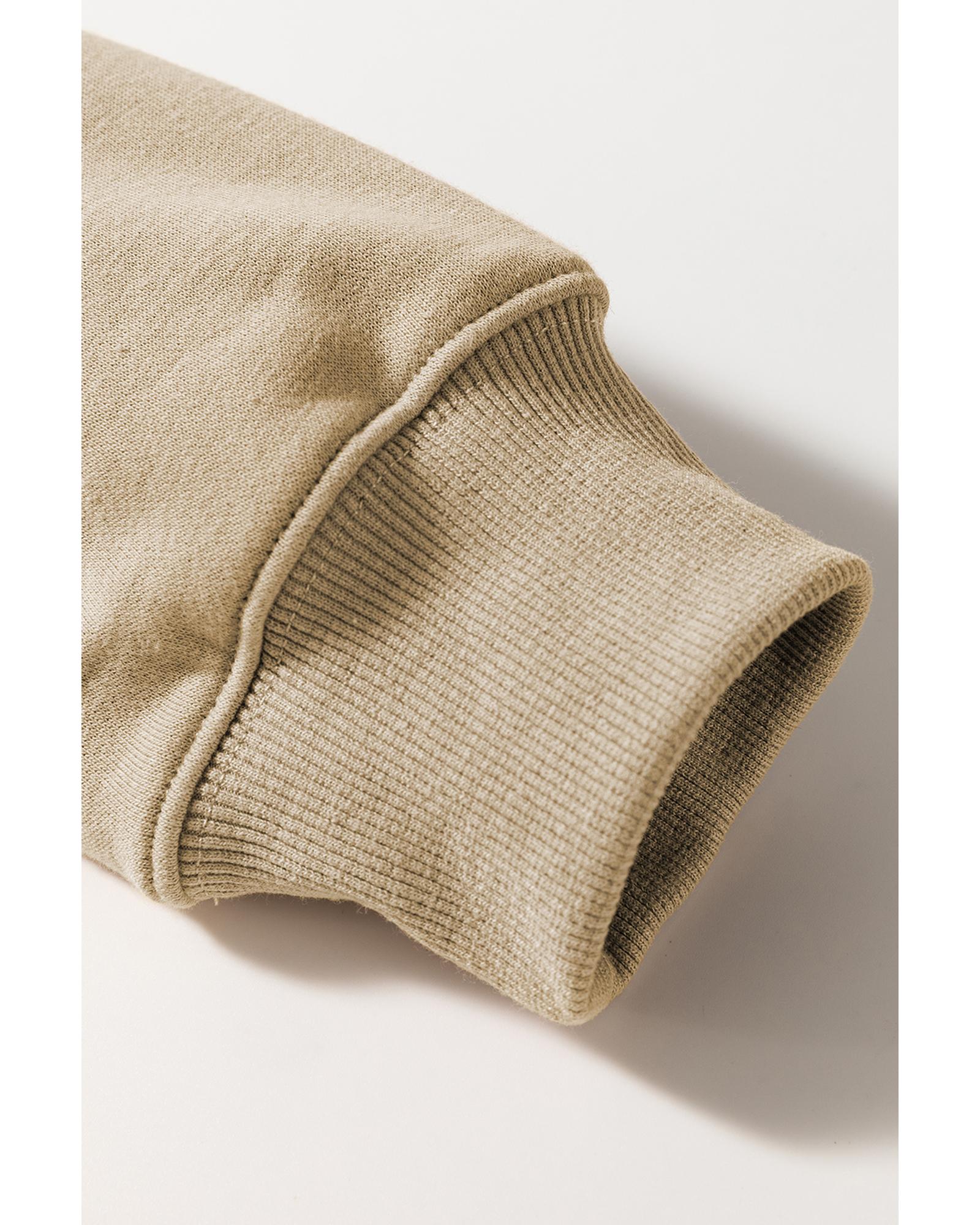 Khaki Christmas Pattern Graphic Crew Neck Sweatshirt - Image 7