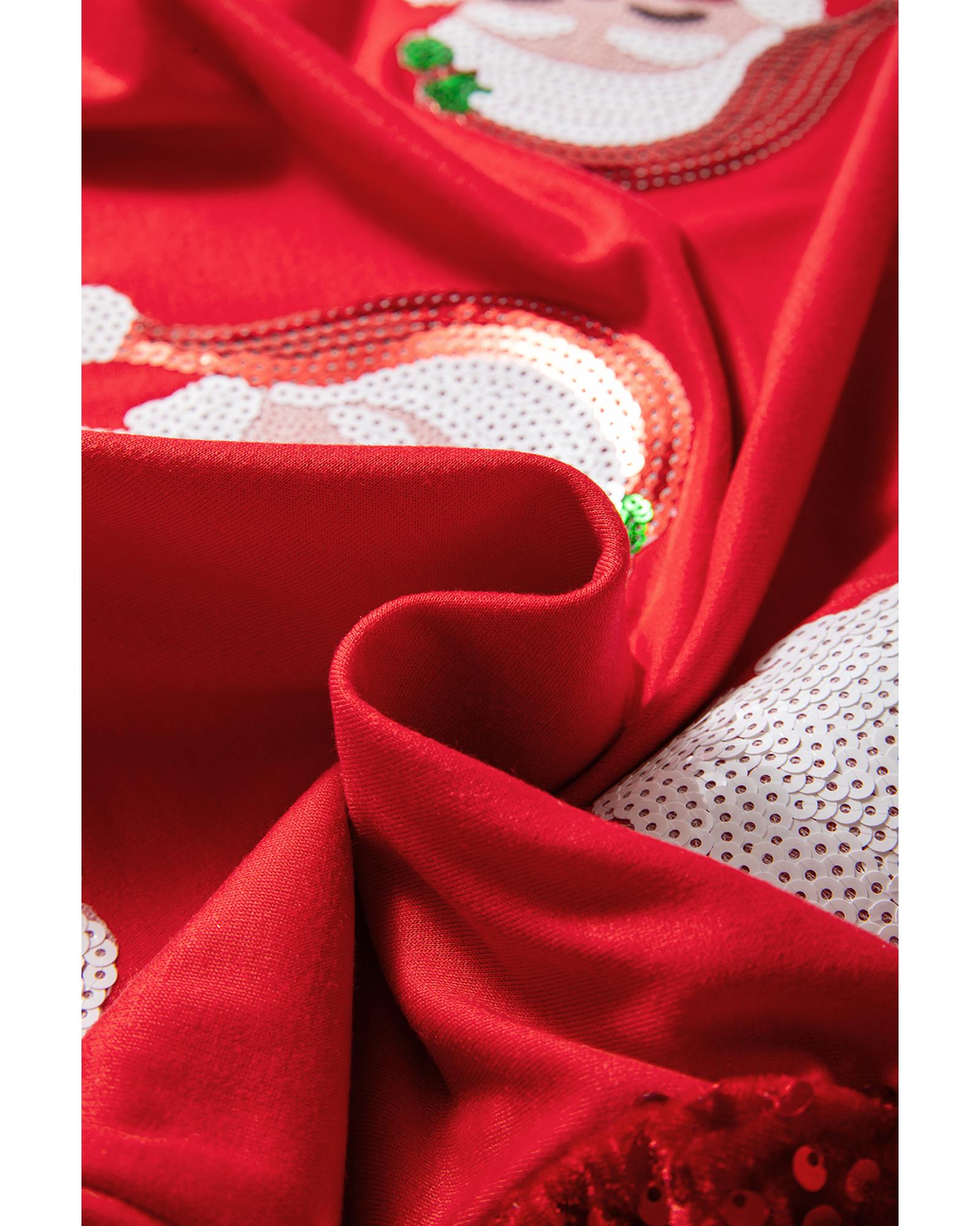 Fiery Red Sequined Santa Claus Long Sleeve Christmas Sweatshirt - Image 6