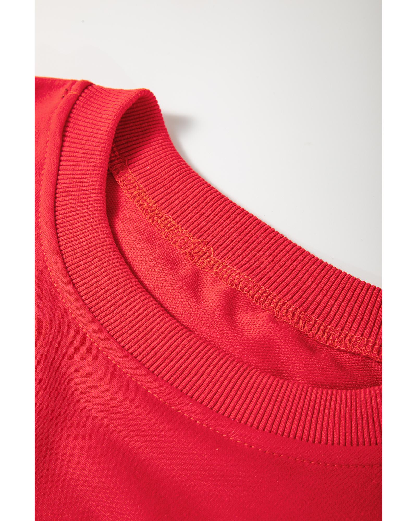 Fiery Red Sequined Santa Claus Long Sleeve Christmas Sweatshirt - Image 8