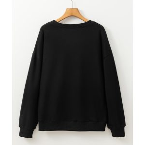 Black Thanksgiving Turkey Graphic Drop Shoulder Sweatshirt