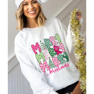 Beige MERRY Christmas Printed Drop Shoulder Pullover Sweatshirt
