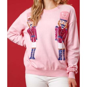 Pink Nutcracker Christmas Crew Neck Sweatshirt