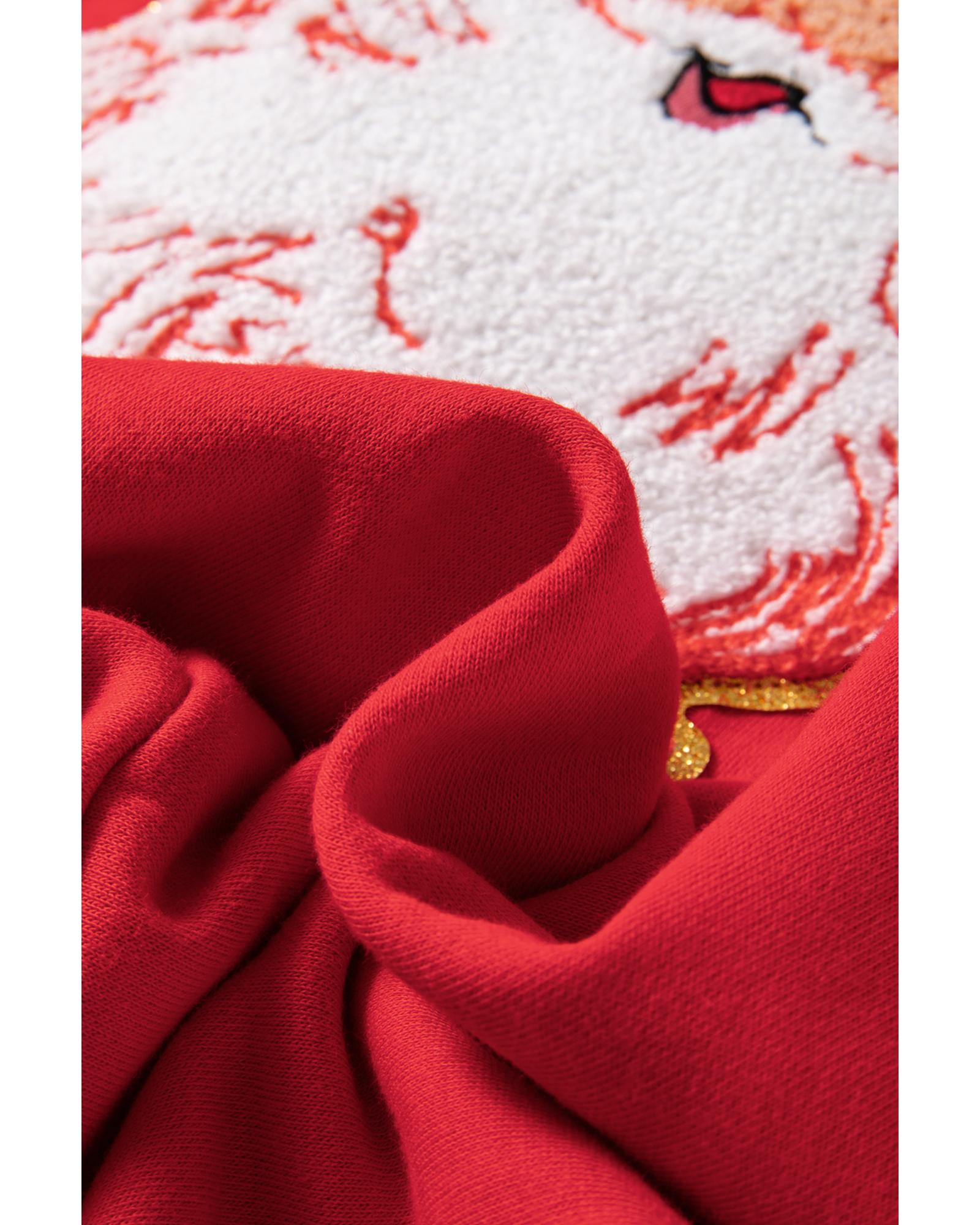 Red Santa Claus Graphic Crewneck Raglan Sleeve Christmas Sweatshirt - Image 2