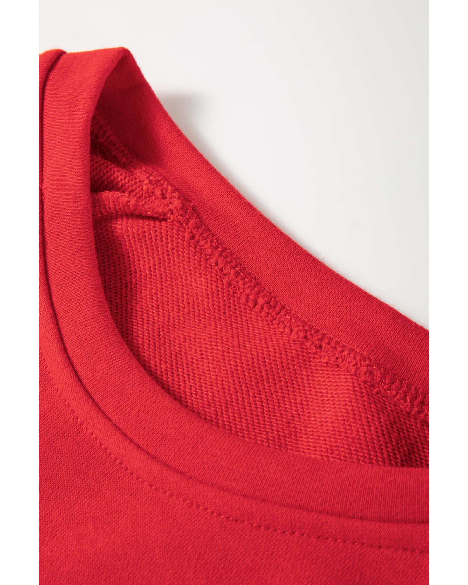 Red Santa Claus Graphic Crewneck Raglan Sleeve Christmas Sweatshirt - Image 4