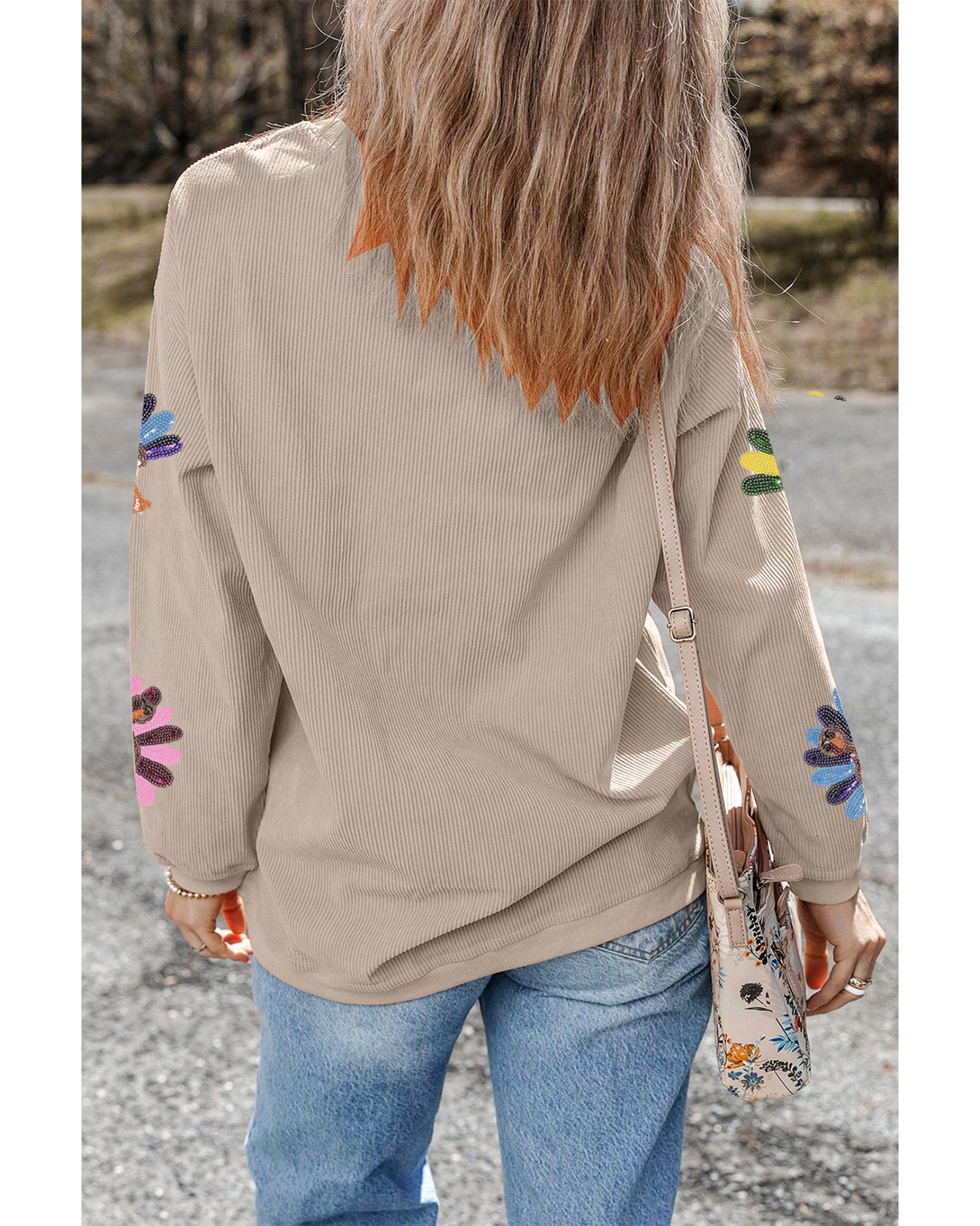 Smoke Gray Turkey Graphic Corded Baggy Sweatshirt - Image 5