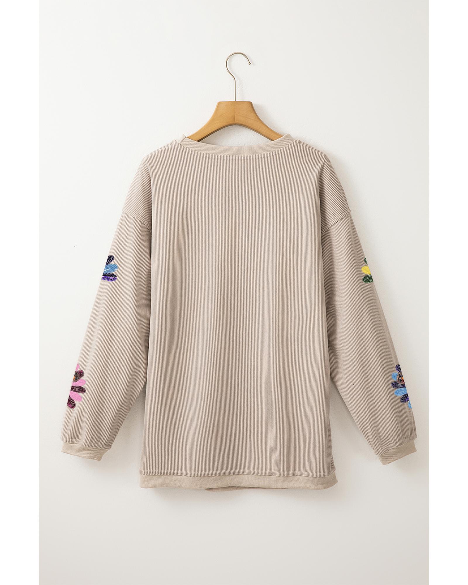 Smoke Gray Turkey Graphic Corded Baggy Sweatshirt - Image 6