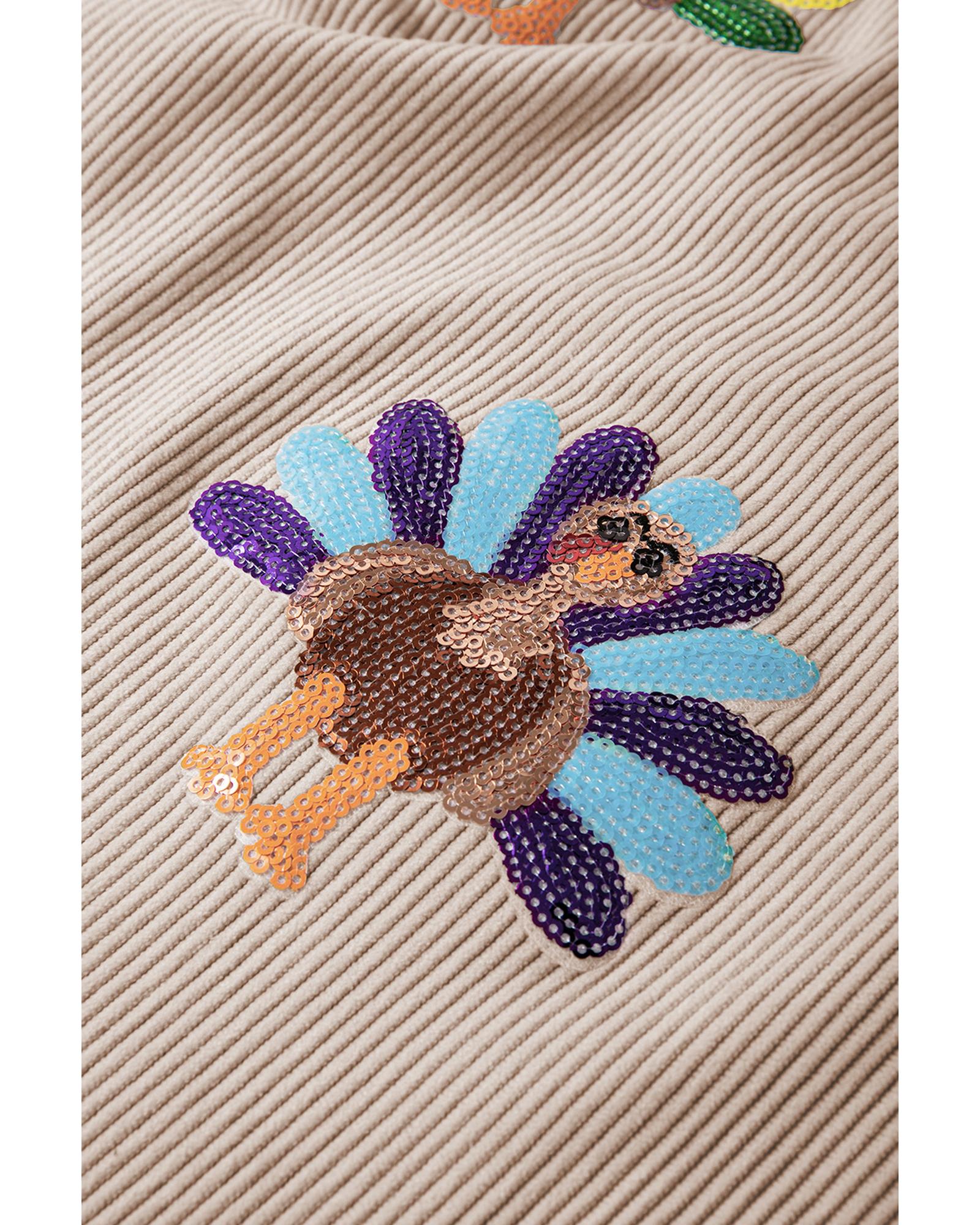 Smoke Gray Turkey Graphic Corded Baggy Sweatshirt - Image 8