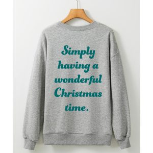 Gray 2-side Printed Christmas Tree Letter Graphic Sweatshirt