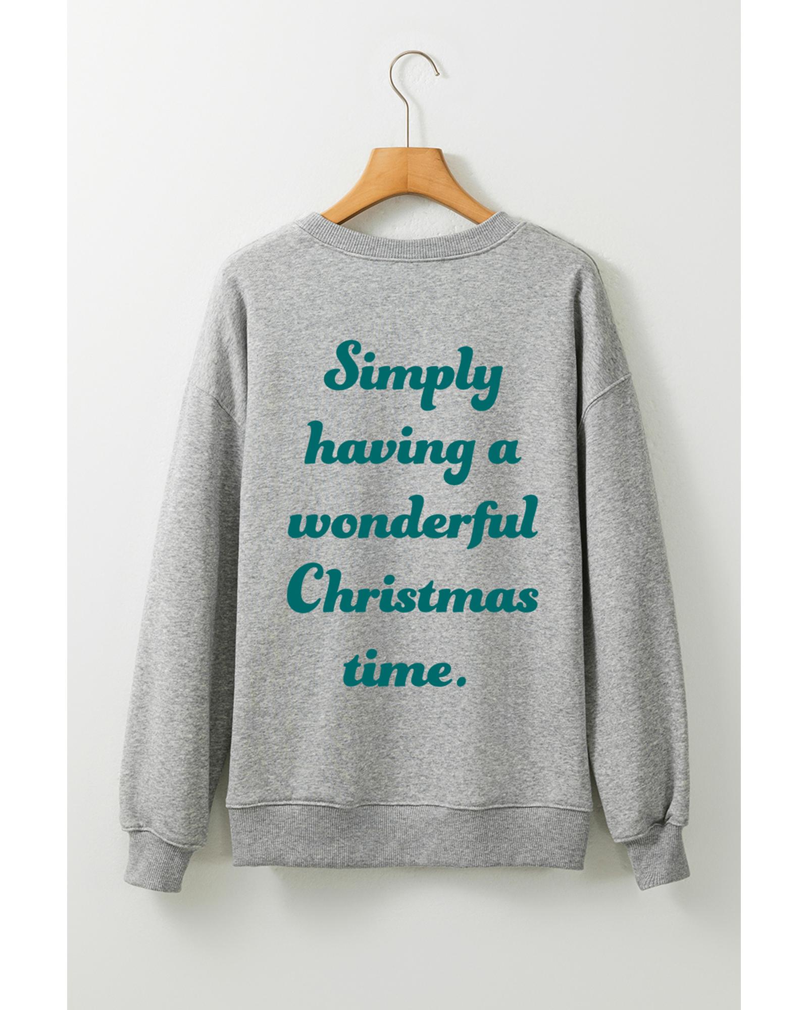 Gray 2-side Printed Christmas Tree Letter Graphic Sweatshirt