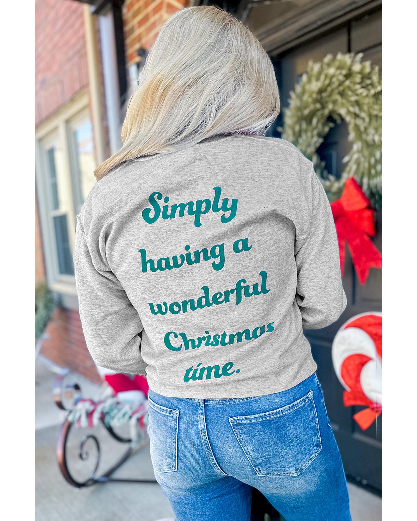 Gray 2-side Printed Christmas Tree Letter Graphic Sweatshirt - Image 8