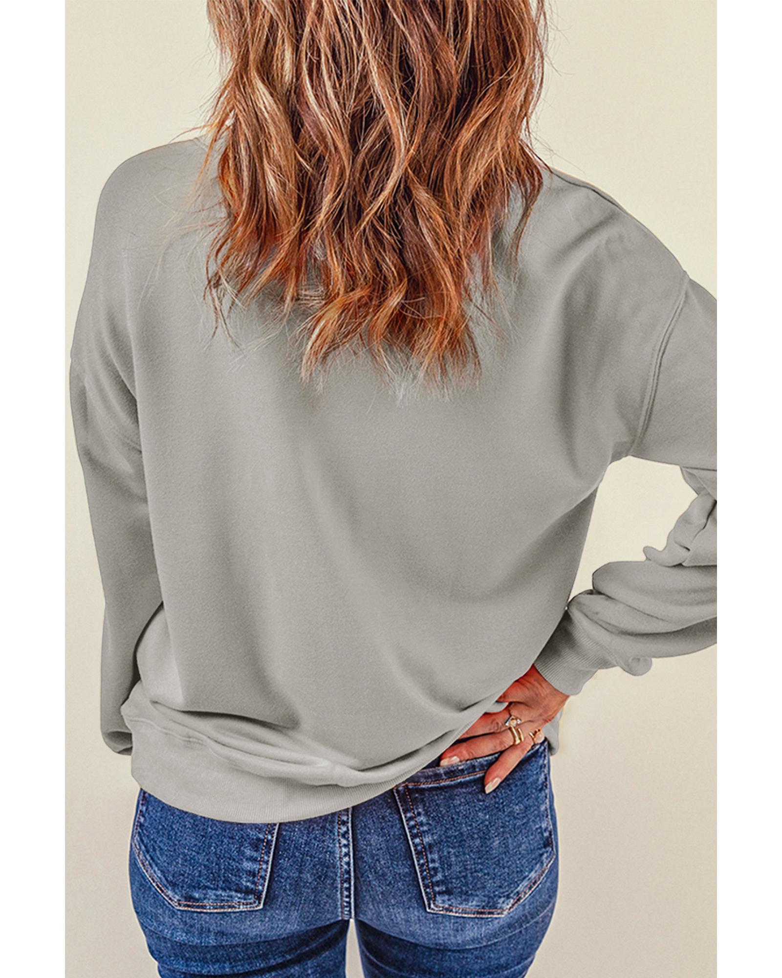 Gray Valentines Brushwork Heart Graphic Drop Shoulder Sweatshirt - Image 7