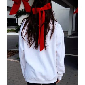 White Diverse Bow Embroidery Drop Shoulder Sweatshirt