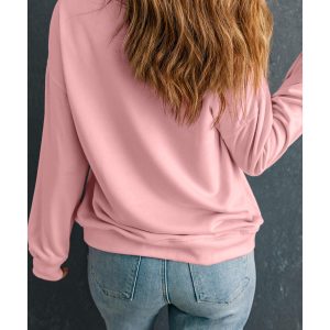 Pink LOVE Graphic Drop Shoulder Valentines Pullover Sweatshirt