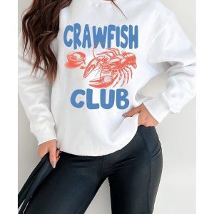 White CRAWFISH CLUB Printed Drop Shoulder Sweatshirt