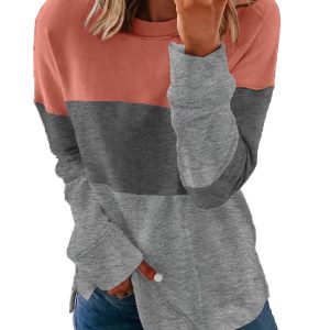Azura Exchange Gray Contrast Stitching Sweatshirt with Slits