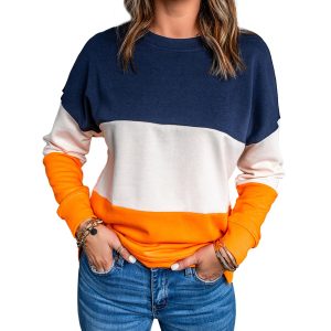 Azura Exchange Colorblock Sweatshirt with Contrast Stitching and Slits