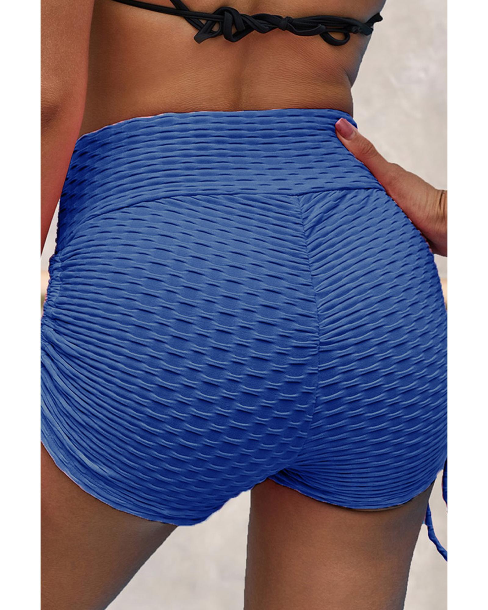 Blue Butt Lifting High Waist Yoga Shorts - Image 2