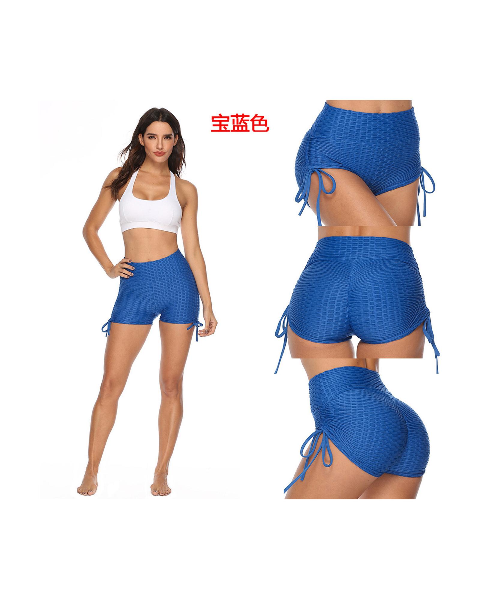 Blue Butt Lifting High Waist Yoga Shorts - Image 3