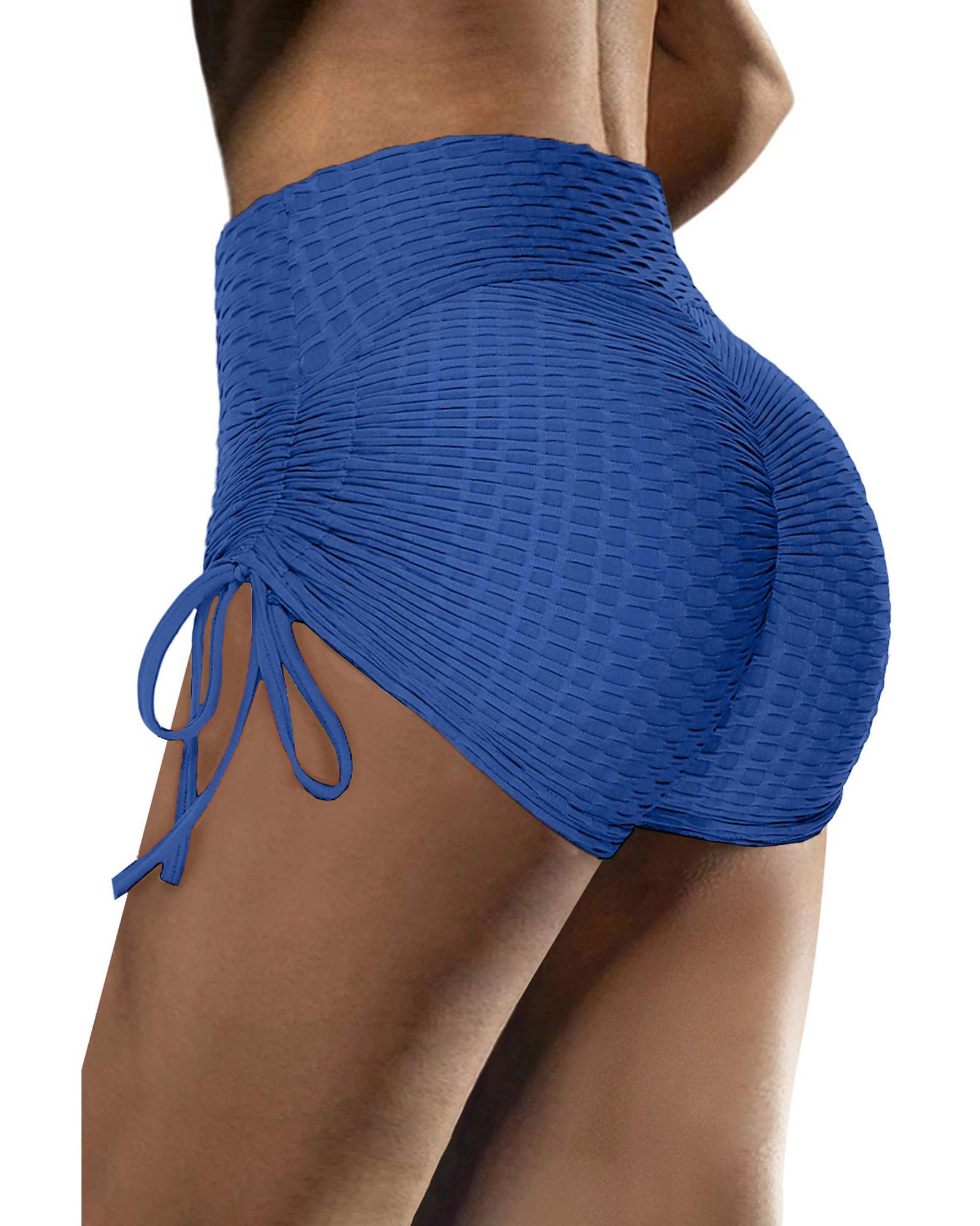 Blue Butt Lifting High Waist Yoga Shorts - Image 6