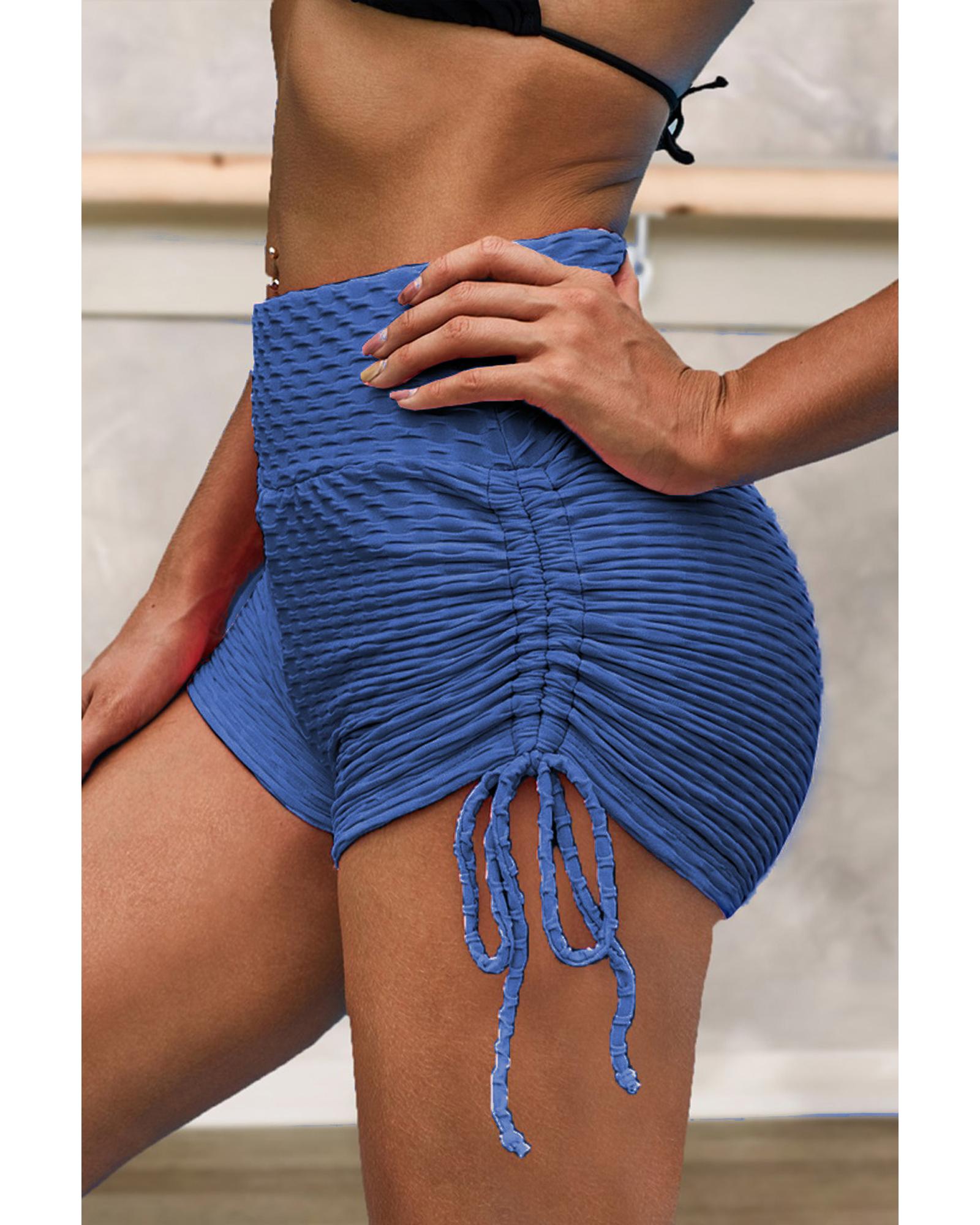 Blue Butt Lifting High Waist Yoga Shorts - Image 7