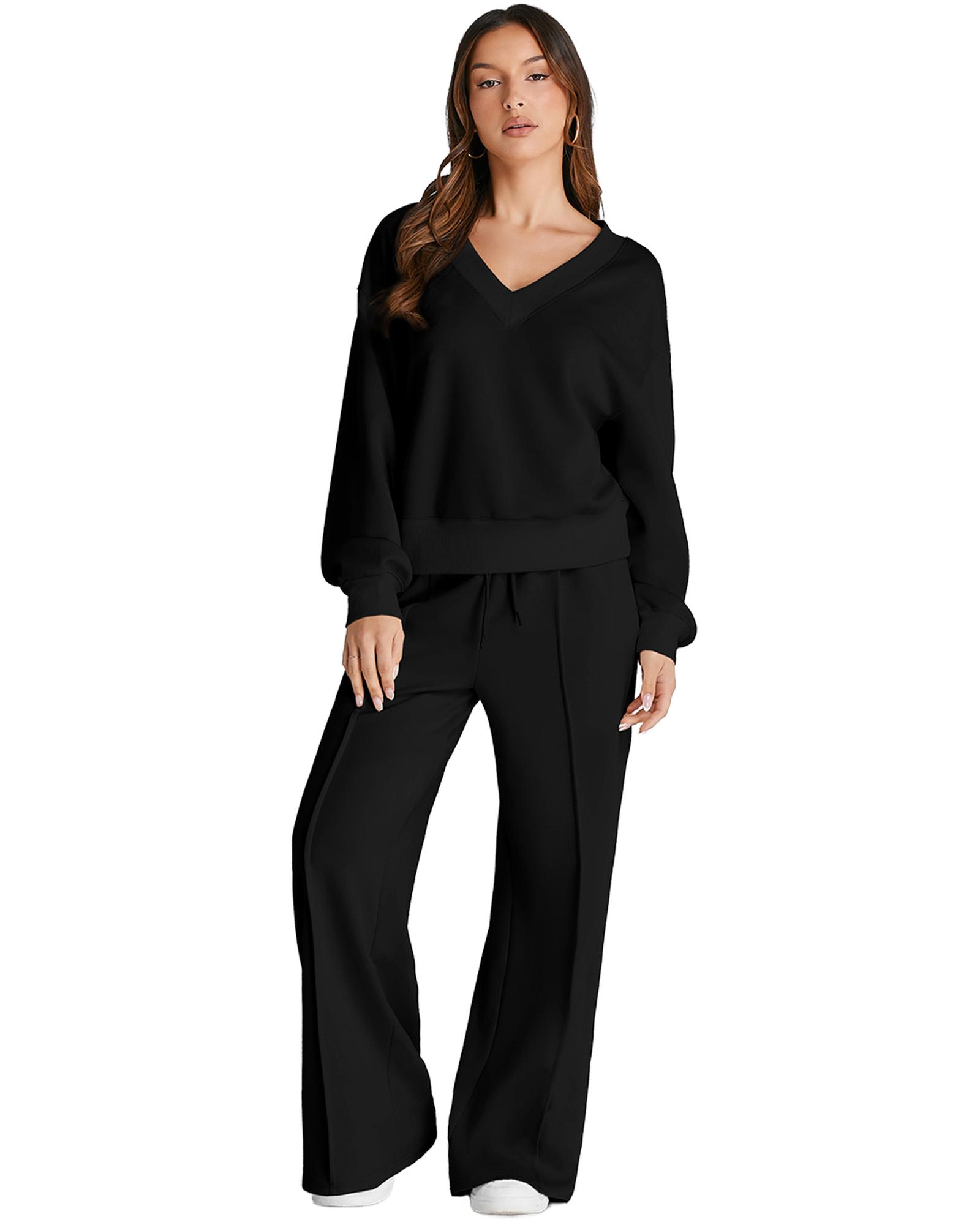 Black V Neck Cropped Seamed High Waist Sports Wear - Image 7