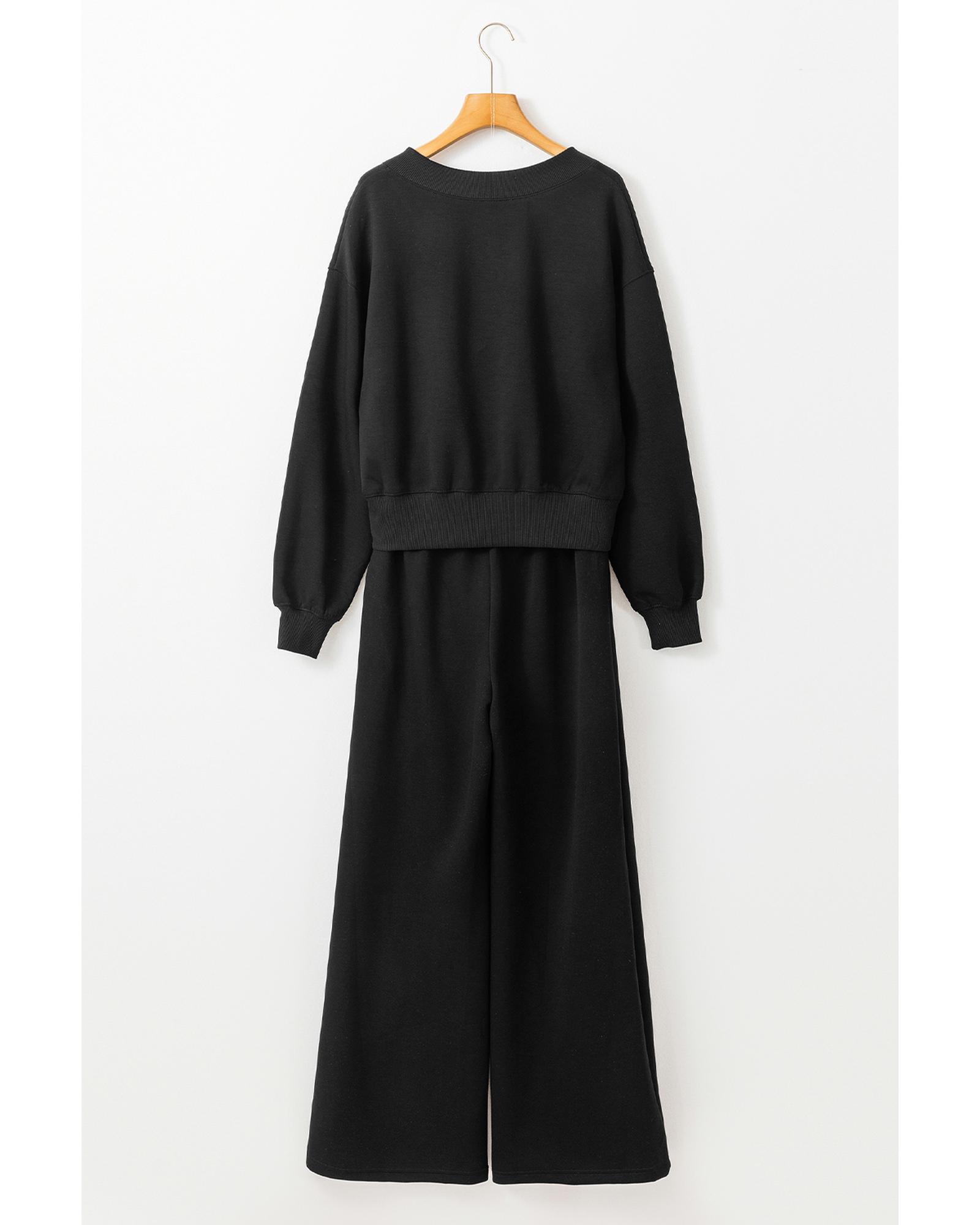 Black V Neck Cropped Seamed High Waist Sports Wear - Image 8