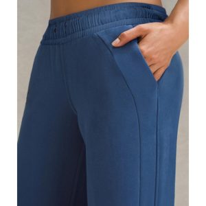 Sail Blue Drawstring High Waist Wide Leg Pocketed Sweatpants