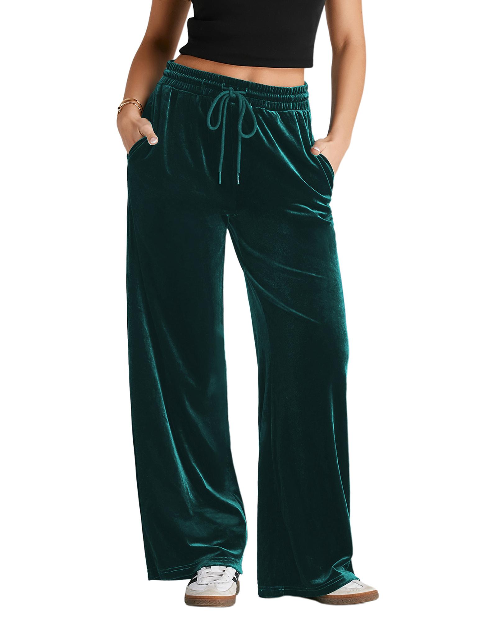 Evergreen Solid Drawstring Waist Wide Leg Pants - Image 7
