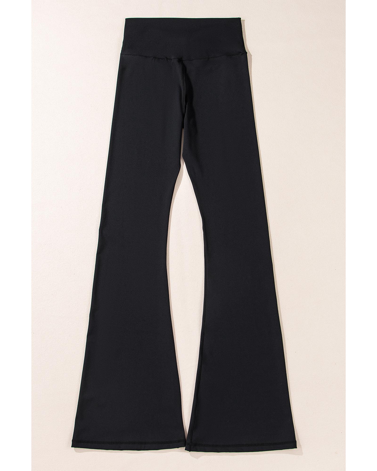 Black V Shape High Waist Flared Leggings - Image 3