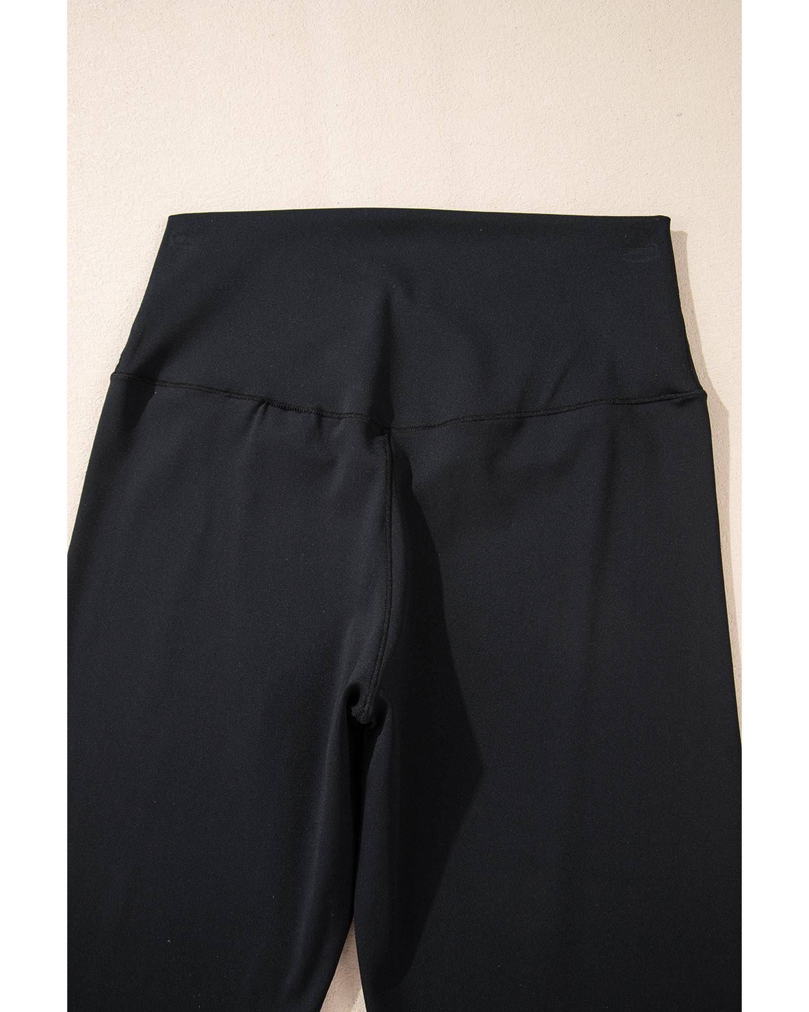 Black V Shape High Waist Flared Leggings - Image 4