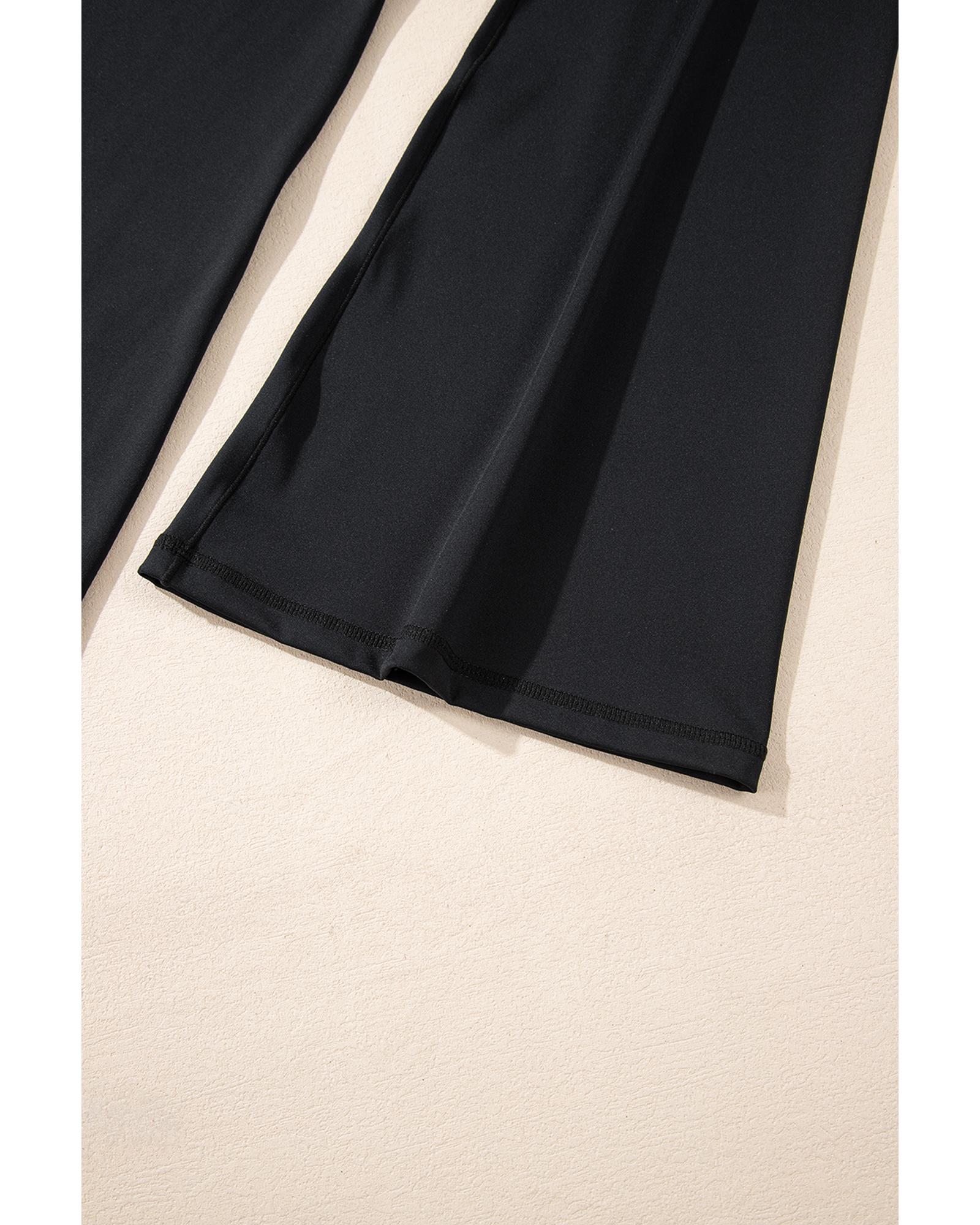 Black V Shape High Waist Flared Leggings - Image 5