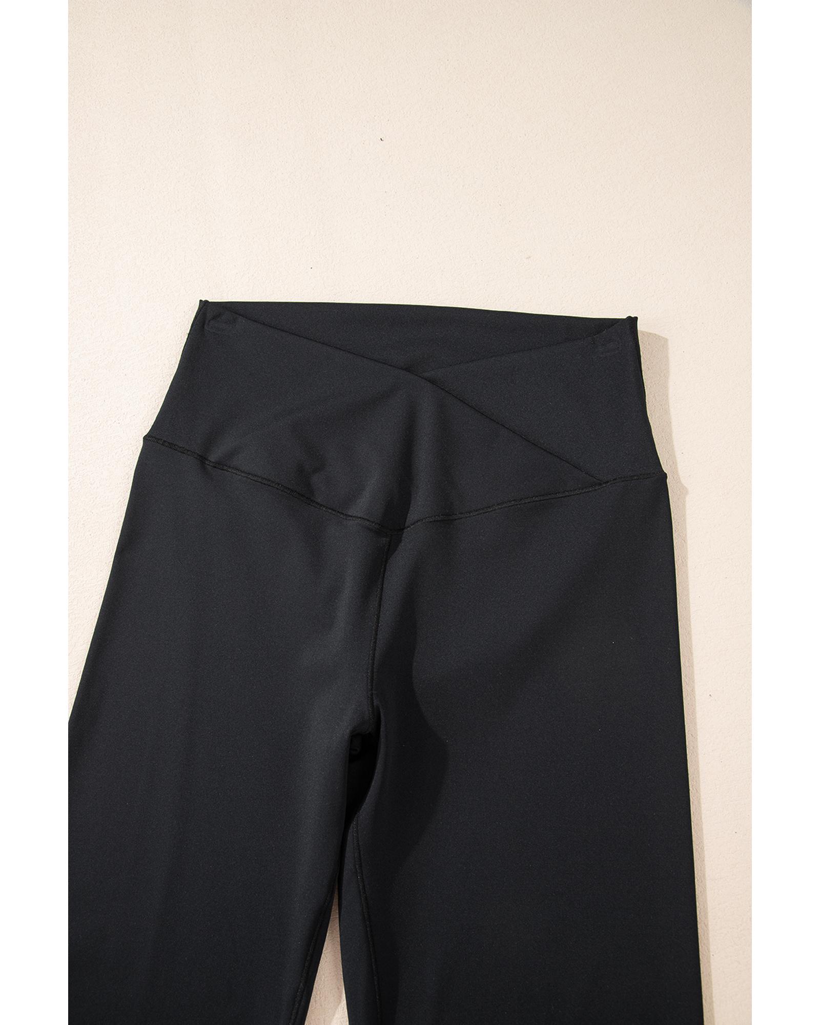 Black V Shape High Waist Flared Leggings - Image 6