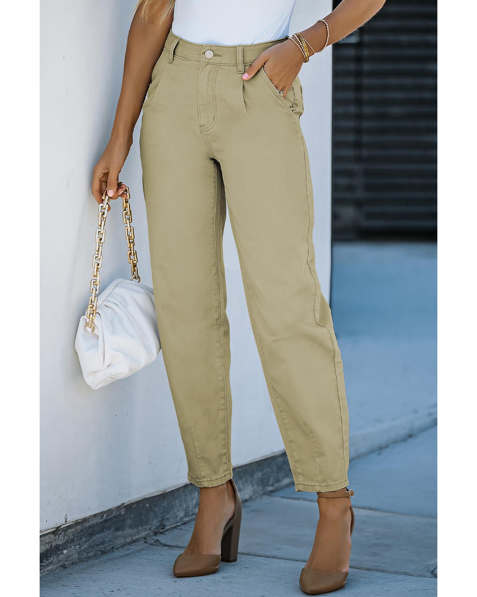 Azura Exchange Solid High Waist Casual Pants - Image 2