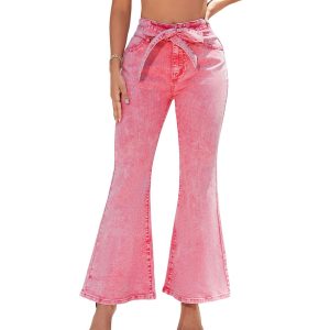 Azura Exchange High Waist Flare Leg Front Knot Jeans