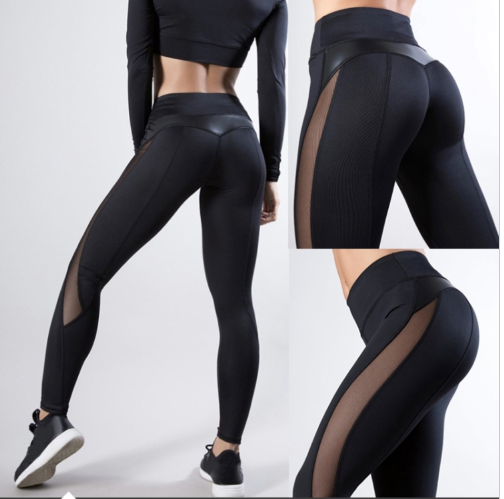 Push Up Fitness Leggings - Seamless Mesh Workout Pants For Women Xl Black - Image 4